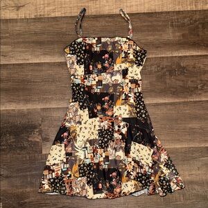 Floral Patchwork Spaghetti Strap Dress